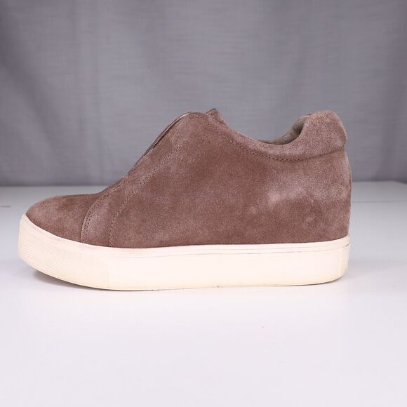 J Slides NYC Shoes Womens 6.5 Platform Sneakers Brown Suede Leather Slip Ons - Picture 13 of 13